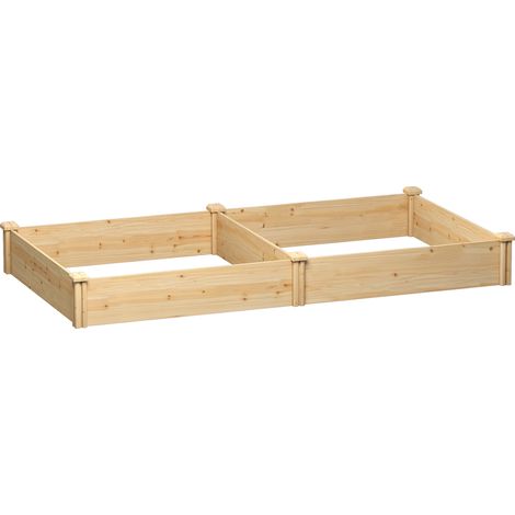 Orto in Cassetta 235x121x26 cm con Divisorio Centrale e Fondo Aperto in Legno di Abete (1/5)