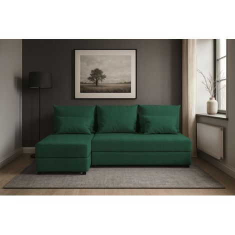 AX LIVING Ecksofa Grün Dolceo L Sofa Klein mit Schlaffunktion 206 cm