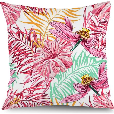 Housse de coussin fleurs papillon printemps, décoration salon,50×50cm (1/5)