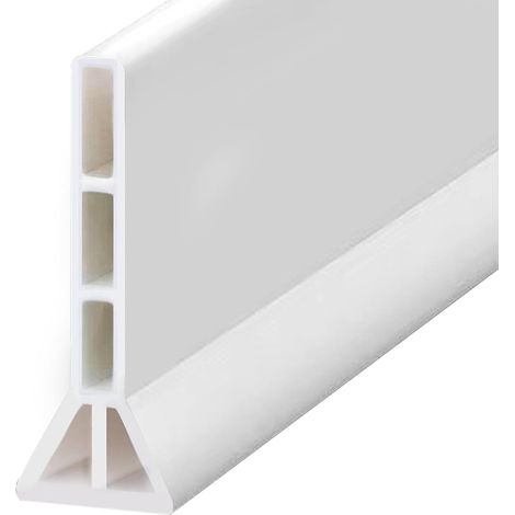Joint de douche autocollant en TPE blanc - Barrière d'eau - Barre de seuil d'eau - Pliable - Pour seuil d'eau - Pour cuisine - 2 m de long, 10 cm de haut et 3,5 cm de large (1/5)