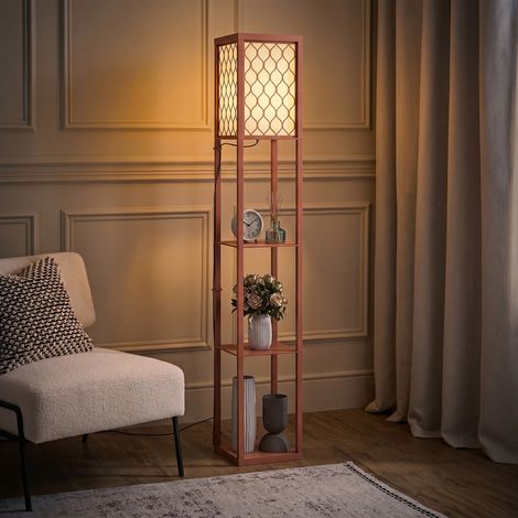 Three-Shelf Standing Lamp - Brown/White (1/5)