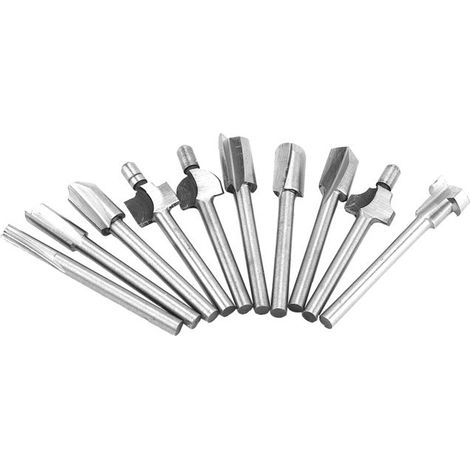 BelleRise - 10pcs fraises bois – HSS 3,2 mm – gravure & rainurage – bricolage menuiserie (1/5)