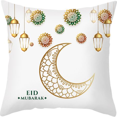 Housse de coussin en velours peau de pêche Golden Moon à imprimé ethnique (1/2)