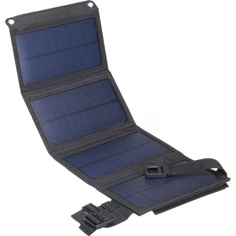 Chargeur solaire pliable 20W 5V - Portable, Puissance de sortie élevée, Mini chargeur solaire extérieur pour téléphones, Noir (1/5)