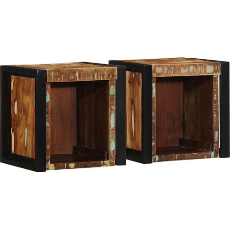Mesilla de noche-Mesita de noche-Mesapara Dormitorio multicolor 40x35x40 cm madera maciza reciclada 899525