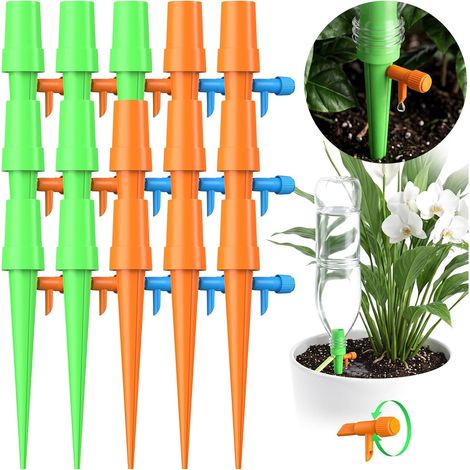 Arrosage automatique d'intérieur, kit de 15 pièces (20,5-28 mm) pour jardin, balcon et plantes d'intérieur, idéal pour les vacances et un gain de temps (orange et vert)