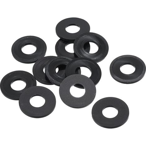 M10 Rondelle Plate en Nylon, 12 Paquet 10mm ID 25mm OD Étanchéité Espaceur Joint Anneau pour Robinet Tuyau Eau Tuyau Fixation Boulon,Noir (1/5)