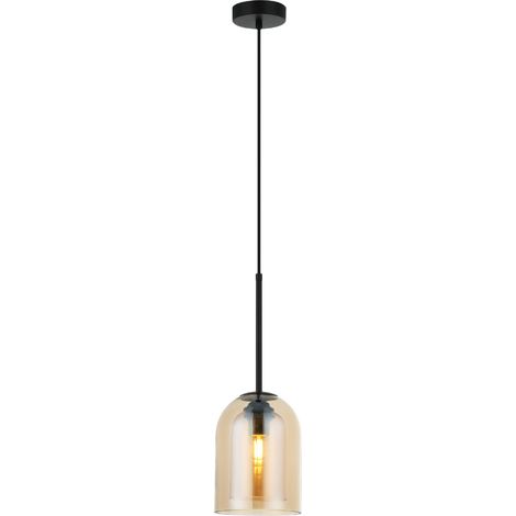 Suspension Art déco noir verre ambre E27 Light Prestige (1/3)