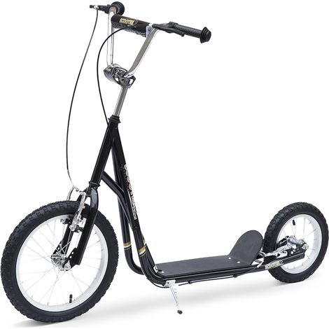 Trottinette patinette vélo enfant dès 5 ans tout terrain - Grands pneus gonflables, guidon réglable, freins, béquille - Acier noir adulte enfant (1/5)