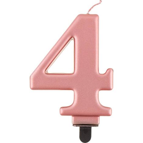 Candela numero 4, oro rosa metallizzato, 8 cm (1/2)