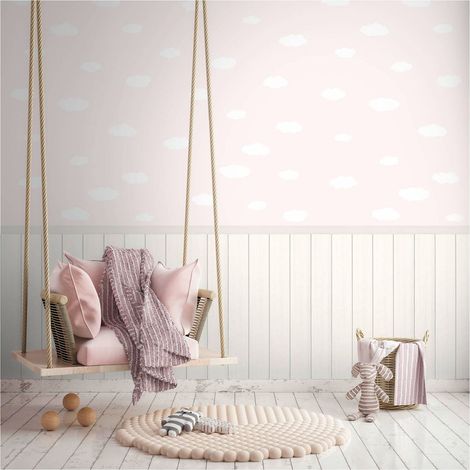 Photo wallpaper wall Profhome 398163 hot embossed non-woven wallpaper slightly textured with pattern for kids matt pink light pink cream light grey 1,59 m x 2,8 m (1/5)