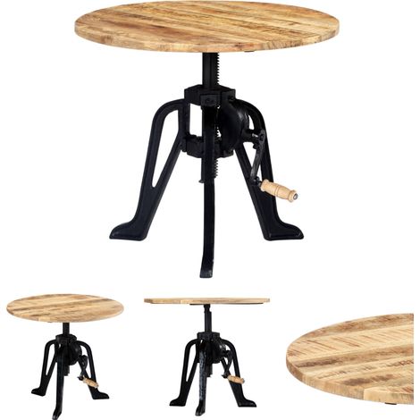 The Living Store Beistelltisch 60×(46-63) cm Massivholz Mango und Gusseisen -  Beistelltische (1/5)