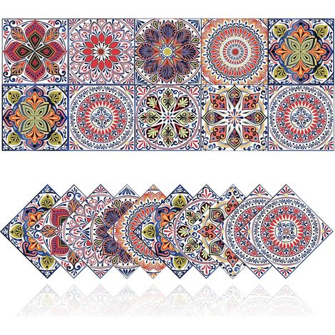 Rétro Carrelage Auto-Adhésif Décoration Autocollants Carrelage Mural adhesif Stickers PVC Salle De Bains Cuisine (20,10x10cm) (1/5)