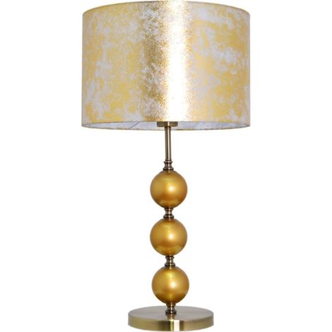 Sobremesa cuero tres bolas oro pantalla pan de oro 1xE27 (1/2)