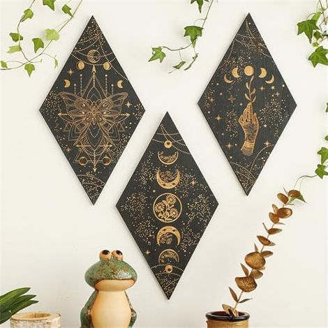 Phases de lune - Décoration murale - Mandala - En bois - Style bohème - Pour chambre à coucher, salle à manger, salon, bureau, cuisine, couloir (1/5)
