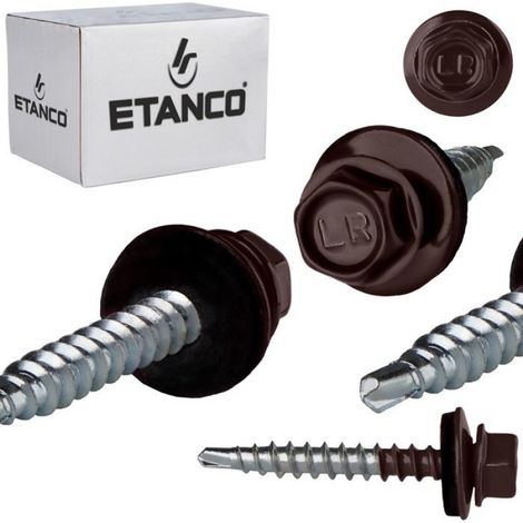 Vis Autoperceuses - 4,8 x 35 mm - Pour Fixation Tôles Profilées sur Bois - RAL 8017 - 250 Pièces (1/3)