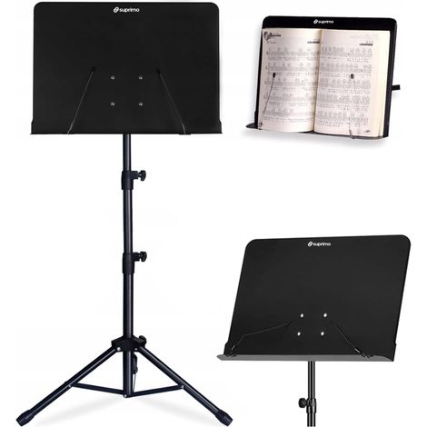 Leggio a treppiede Suprimo D3, regolabile e pieghevole, colore nero, altezza 82-146 cm, portata massima 10 kg. (1/5)