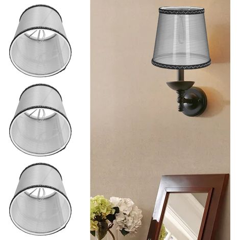 Lot de 3 abat-jour transparents à clipser E14 en tissu, style minimaliste moderne, compatibles avec les lustres en cristal, les bougies et les appliques murales. (1/5)