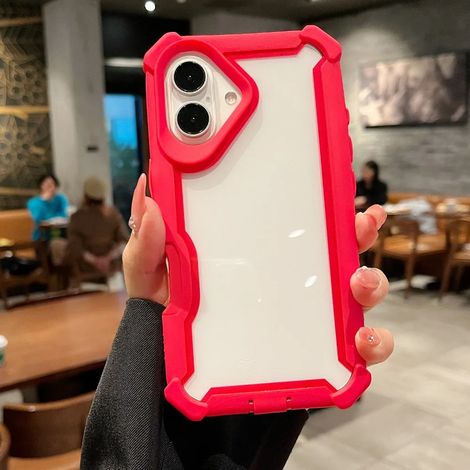 (iPhone 13 Pro, Rouge) Coque de téléphone transparente double couche épaisse, antichoc et résistante pour iPhone