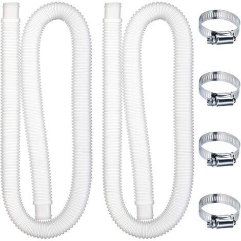 2 pcs Tuyau Piscine 32mm, Tuyaux de Rechange pour Piscine 1,5m de Long, Tuyau de Filtre de Piscine, Tuyau Aspiration Pompe pour Piscines Hors Sol avec 4 Pinces Métalliques (1/5)