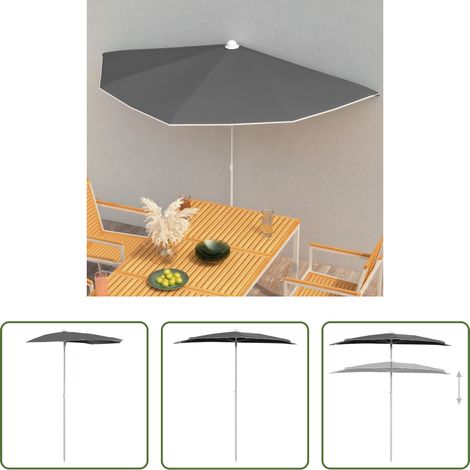 Gartenschirm -  Halb-Sonnenschirm mit Mast 180x90 cm Anthrazit