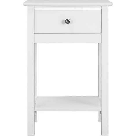 Yaheetech Comodino da Camera da Letto Moderno con 1 Cassetto e 1 Ripiano Tavolino Soggiorno Salotto Basso in Legno e MDF Laterale da Divano 40 x 30 x 61 cm Bianco