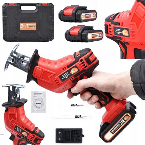 Rosfix Red Woodpecker RW21V – Scie Sabre Sans Fil 21V 2x3Ah Set Coupe Bois 150mm 0-3300 tr/min Valise
