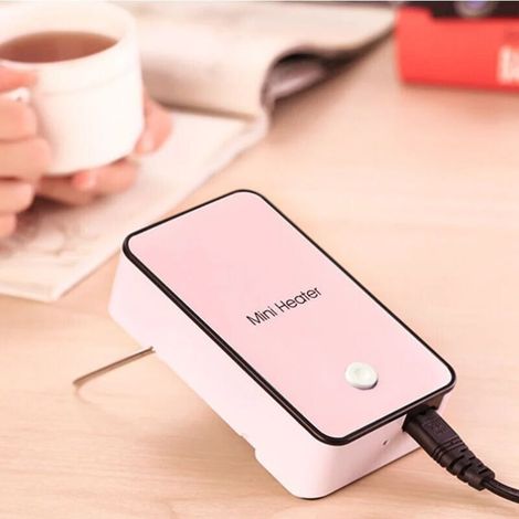 200W Mini Portable Heater, Small Desktop Electric Heater, 220V, Safe and Energy Saving, Suitable for Office, Bedroom, Etc. (Pink) (1/3)