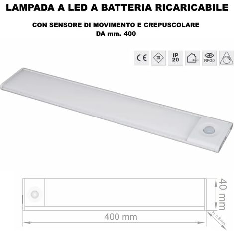 LAMPADA LED A BATTERIA RICARICABILE CON SENSORE DI MOVIMENTO DA MM.400