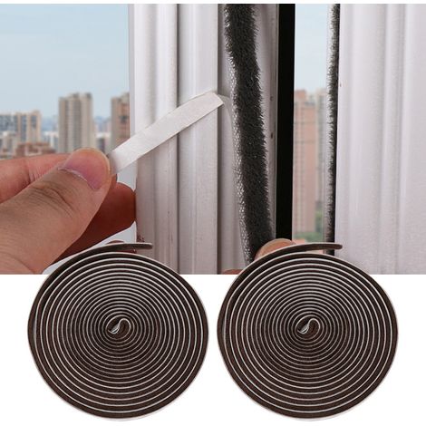 2 Stück 9x5mm selbstklebende Dichtungsstreifen für Haushalt, Türen, Fenster und Autos, staubdicht und winddicht, braun, 5m (1/5)