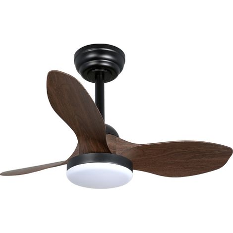 Ventilador de techo LED "Stel Mini S" regulable con control remoto (20W 3CCT 1900lm) IP20 Ø80cm color negro y roble (1/5)