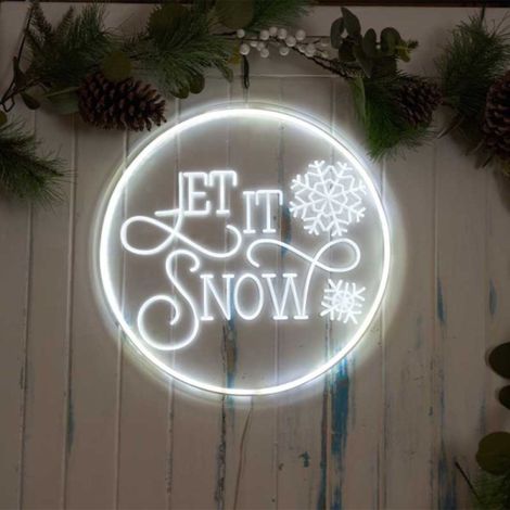 40cm USB Powered Light up Let it Snow Christmas Neon Sign in White