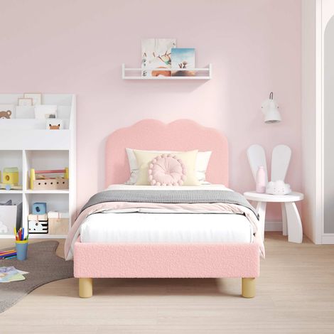 Kinderbettgestell mit Kopfteil Rosa 80 x 160 cm Schafstoff (1/5)
