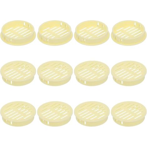 12Pcs 50mm/1.97" Circular Air Grilles Ventilation Cover Plastic Ventilation Louvered Round Mesh Holes Louver for Bathroom Kitchen Cabinet Beige (1/5)