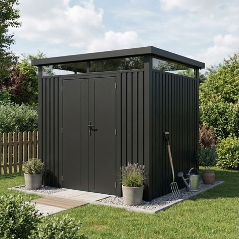 Abri de jardin acier galvanisé 5,29m2 gris X-Metal Kosto