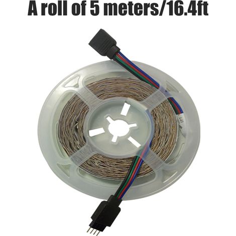 Rollen à 5 m LED-Lichtleisten mit 44-Tasten-Fernbedienung und Netzteil, RGB-Farbwechsel-Lichtleiste (1/5)