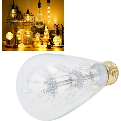 Ampoule décorative en verre de style antique, ampoule pour cour et décoration de fêtes, ampoule LED Edison ciel étoilé, ampoule ST64, culot E27, 3W, modèle lumière chaude 85-265V. (1/5)