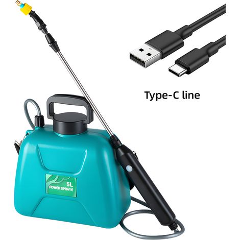 SJLERST Pulvérisateur électrique pour plantes avec bandoulière réglable, portable, rechargeable, pour jardin, pelouse, nettoyage de voiture et désinfection intérieure (5 L) (vert) (1/5)