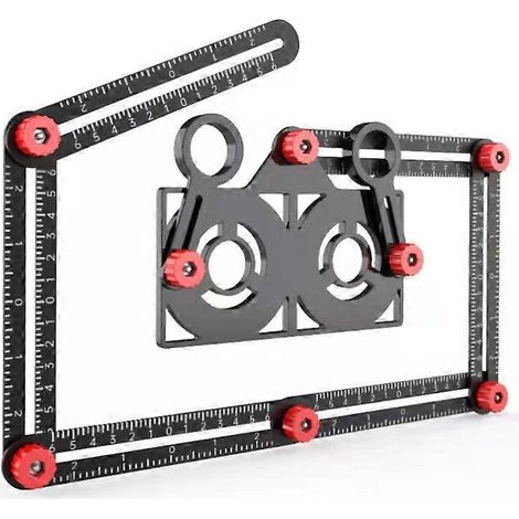 Gabarit d'angle pliable en alliage d'aluminium 69/12 avec repère de trous pour carrelage, rapporteur et gabarit.