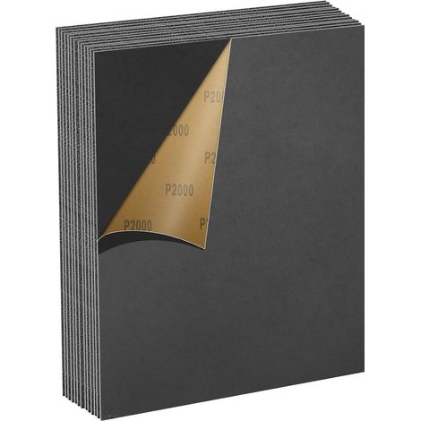 Set de Papier Abrasif 2000 Grains, 12 Pièces 23 x 28cm Papier Abrasif Résistant à l'Eau pour Voitures Métaux Murs Bois Meubles, Polissage Humide et Sec Papier de Verre (1/5)