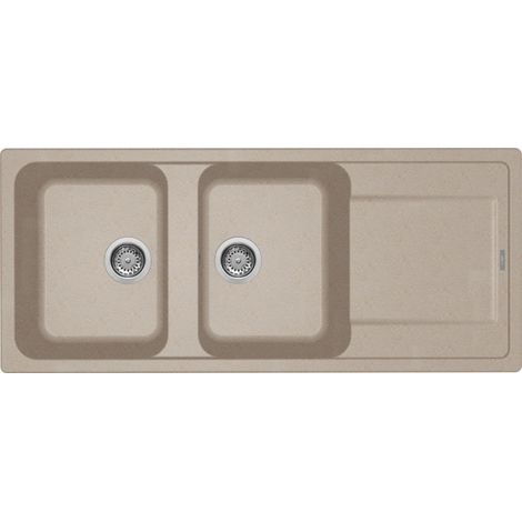 Lavello cucina da incasso in granitek 2 vasche con gocciolatoio modello life 500 cm. 116x50 - avena ELLECI (1/6)