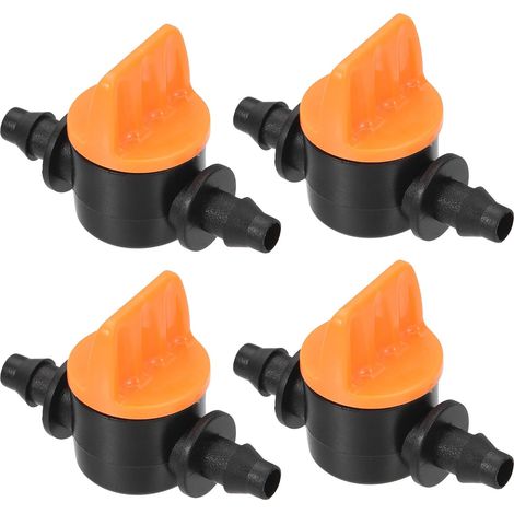 4 Lot Micro Bille Vanne - 1/4-Pouce ID In-Ligne Bille Vanne Éteindre Interrupteur Appliquer pour goute Irrigation et Aquariums (1/4 Pouce, Noir Jaune) (1/5)