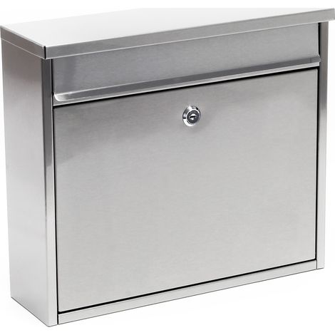 Wiltec Briefkasten V13 Edelstahl 360 x 115 x 320 mm, Wandbriefkasten mit Schloss und Klappe, Postkasten aus Stahl (1/5)