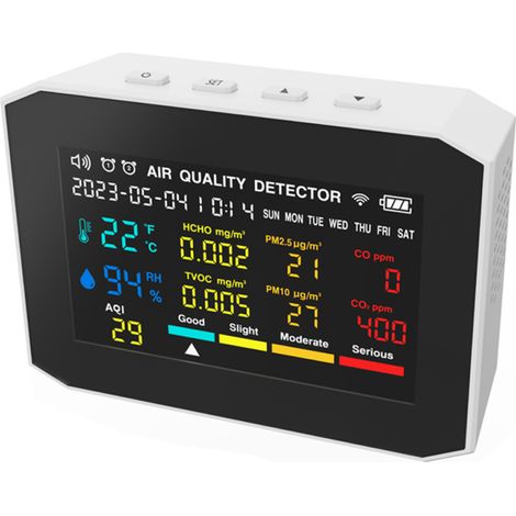 Irovami Testeur qualité air 9 en 1 – PM2.5/CO/CO2/HCHO, jour/semaine – Idéal pour maison, bureau, santé (1/5)