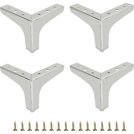 10cm Pied de canapé en métal 4 pcs Pieds de meuble modernes Pieds de meuble de canapé Pieds de rehausseur de meubles Pieds de rechange pour meuble TV Canapé Placard, Argent (1/4)
