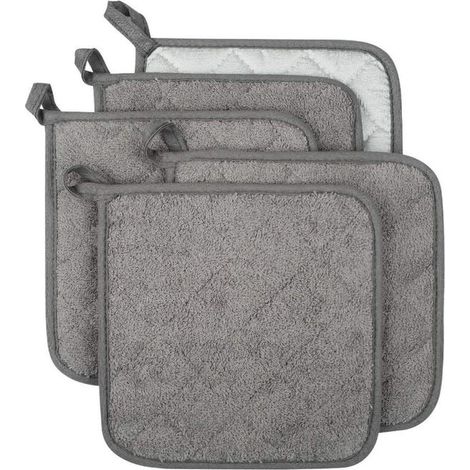 royaluxe - Lot de 5 maniques de cuisine, dessous de plat, torchon pour la cuisine et la pâtisserie - Gris - 18 x 18 cm (1/4)