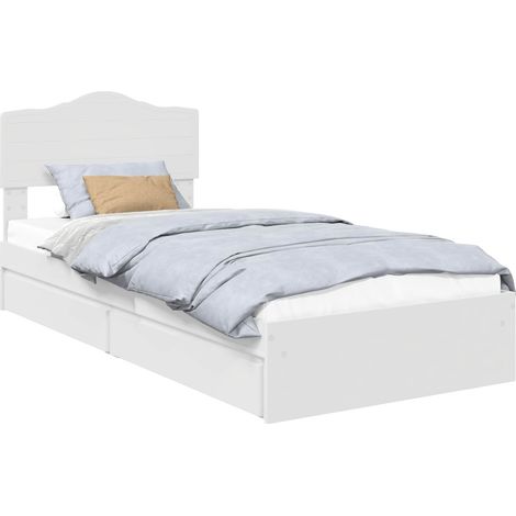 Maison Exclusive - Aufbewahrungsbett mit Kopfteil Weiß 90 x 200 c