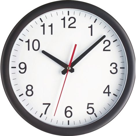 Wanduhr Quarzuhr Kunststoff schwarz Ø 300 mm 1,5 V Zahlen (1/4)