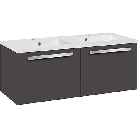 WTU+WT en fonte minérale EBLI anthracite mat 2 tiroirs 1210x494x510mm (1/2)