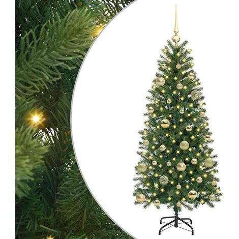 Sapin de Noël  Arbre de Noël artificiel avec 150 LED Vert 150 cm PE et PVC (1/5)